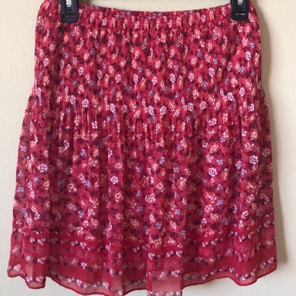 Max Studio Red Floral Mini Skirt